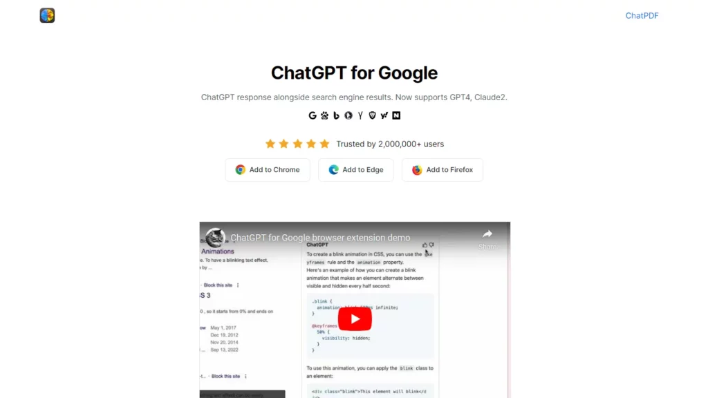 chatgpt for google website
