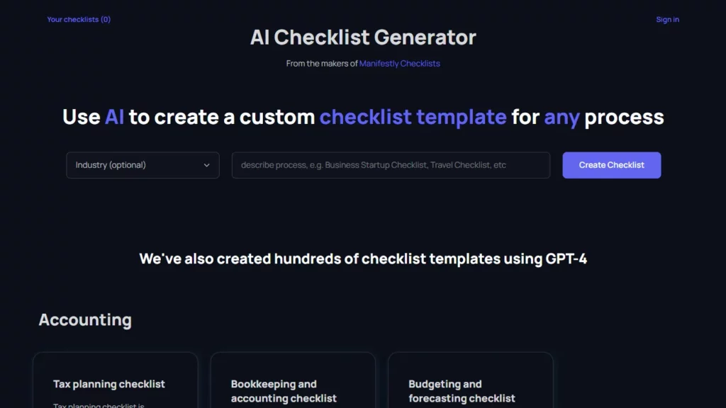 ai checklist generator website
