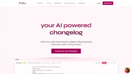 olvy changelogs website