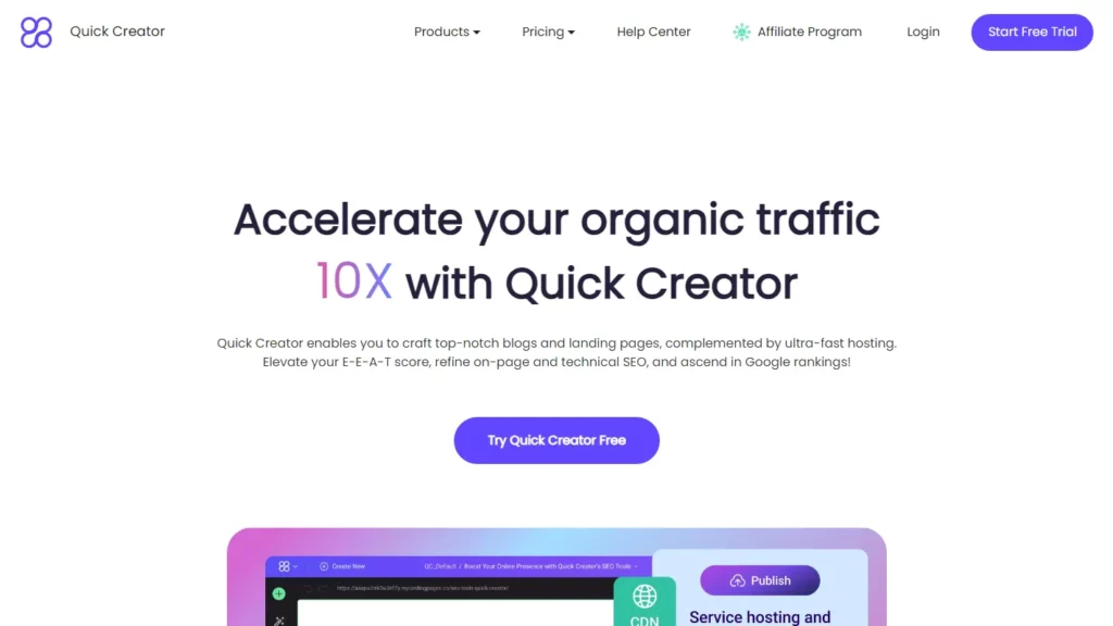 quick creator website