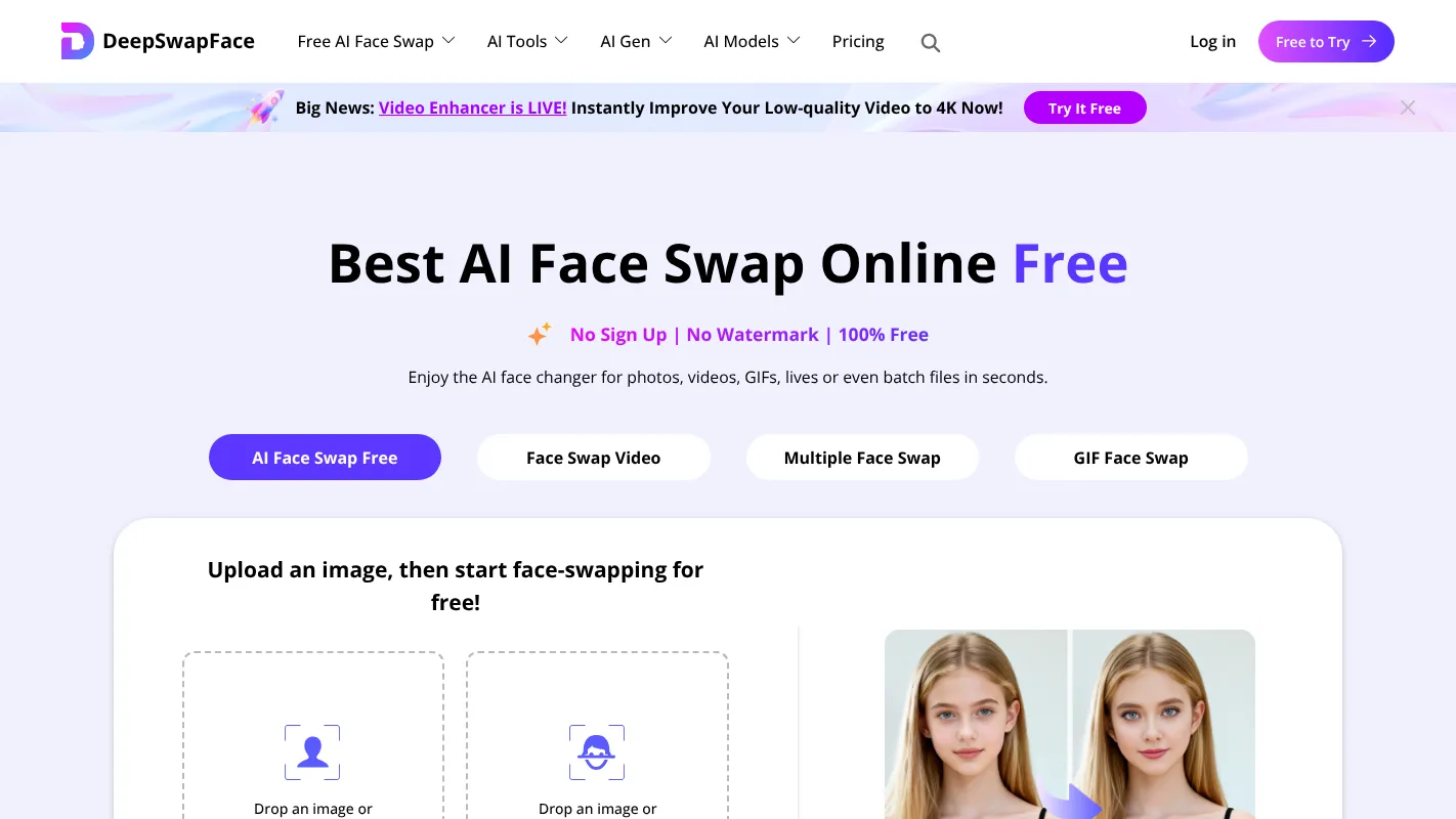 Free AI Face Swap - DeepSwapFace Overview 2026 | Pricing And Best Features