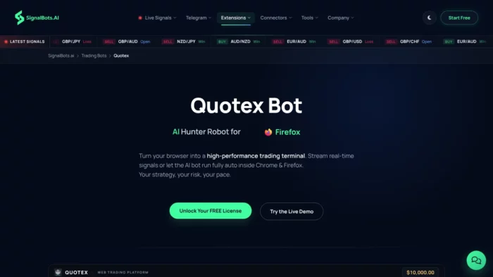 Quotex AI Hunter Robot Website