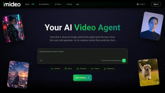 iMideo Ai Video Agent Website